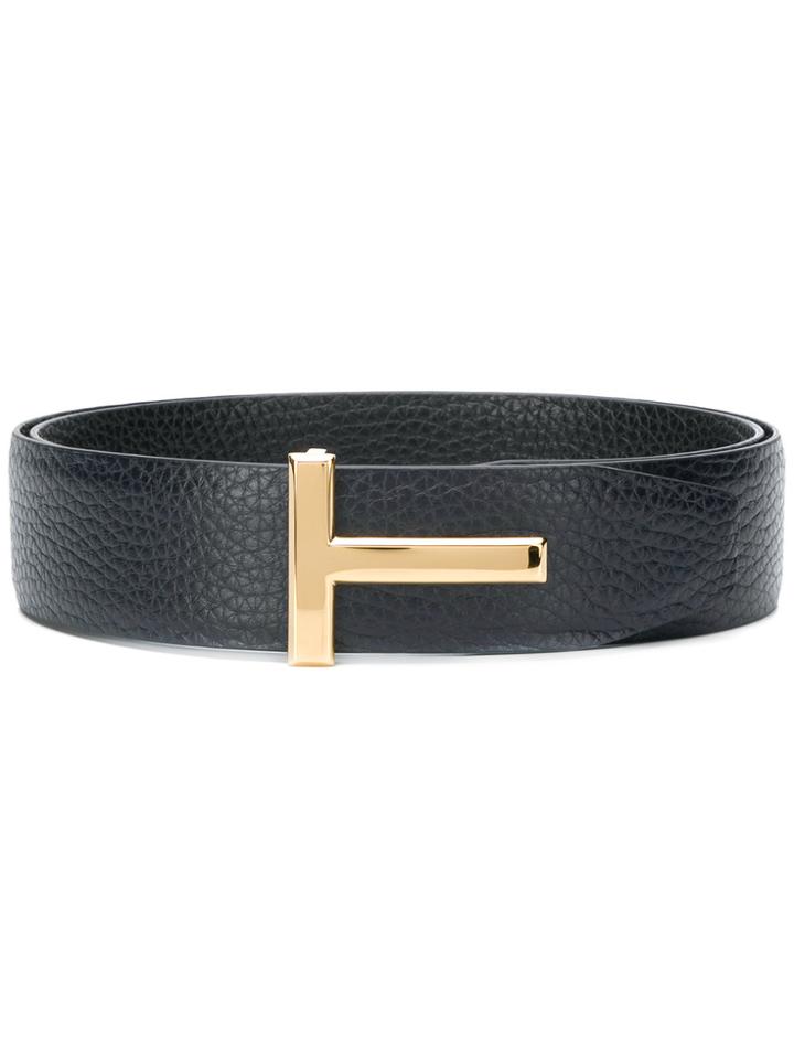 Tom Ford T Logo Buckle Belt - Black