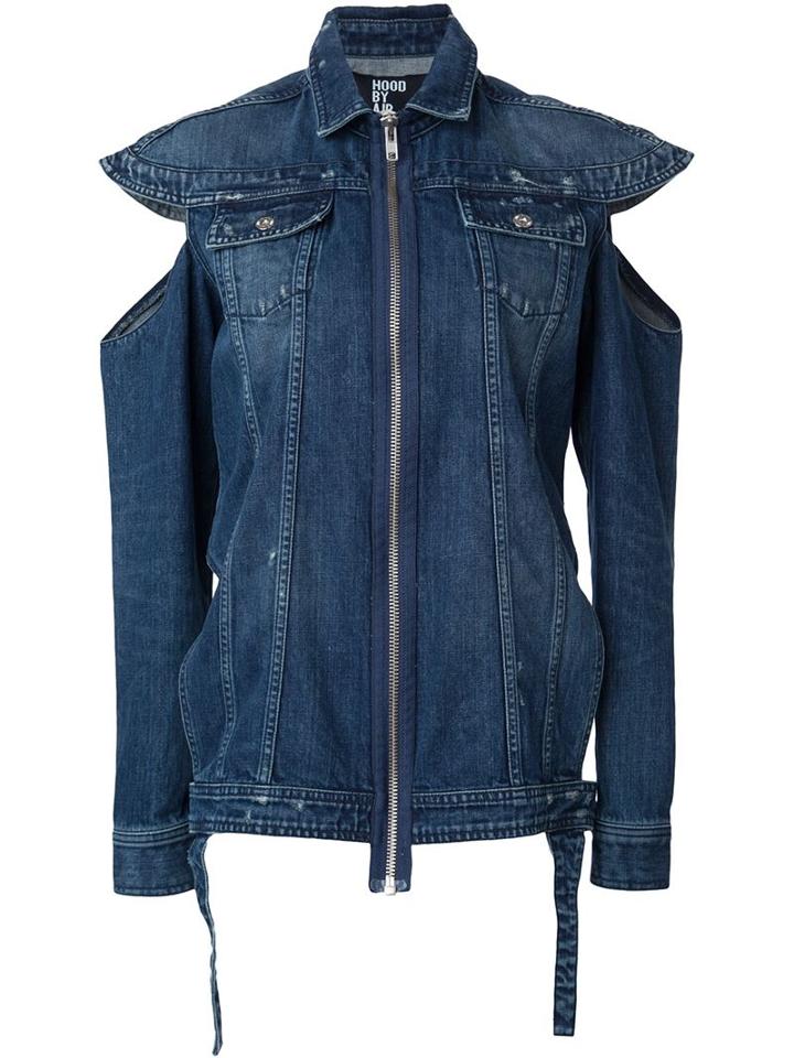 Hood By Air Cut-out Sleeve Denim Shirt, Women's, Size: Medium, Blue, Cotton