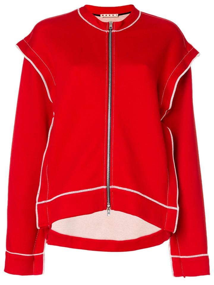 Marni Overlocked Zipped Sweater - Red