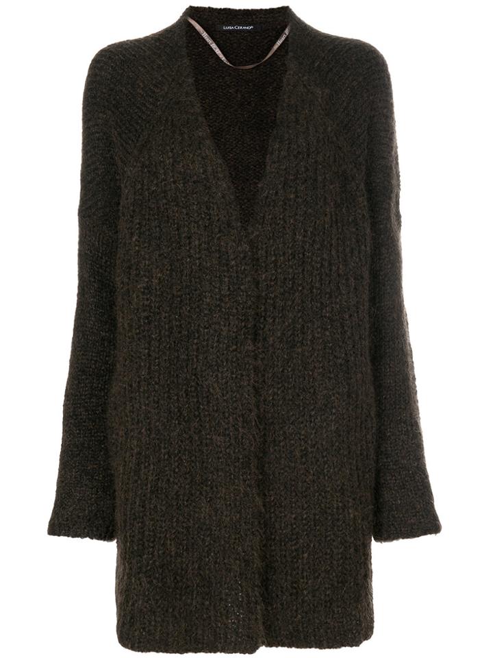 Luisa Cerano Long Open Cardigan - Brown