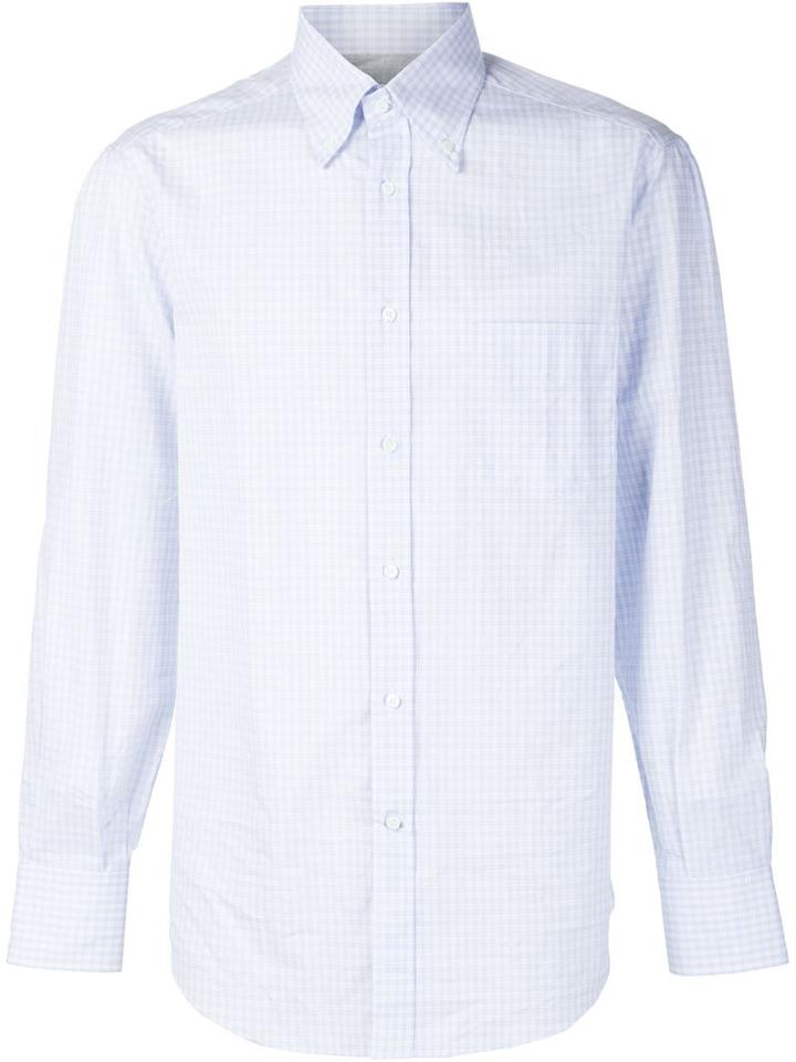 Brunello Cucinelli Checked Shirt, Men's, Size: Xxl, Blue, Cotton/linen/flax