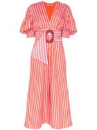 Silvia Tcherassi Wembley Puff-sleeve Striped Dress - Pink