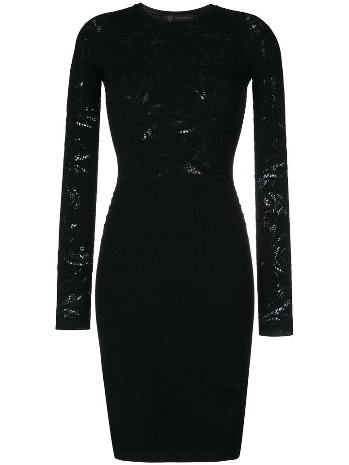 Versace - Baroque Crepe Knit Dress - Women - Polyester/viscose - 40, Black, Polyester/viscose