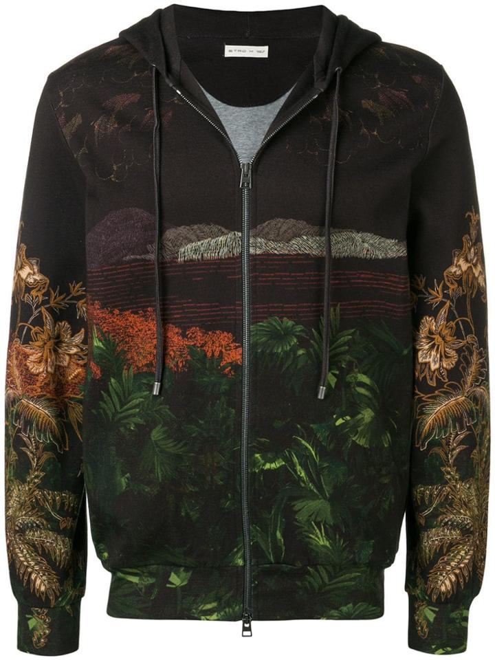 Etro Printed Zip Hoodie - Brown