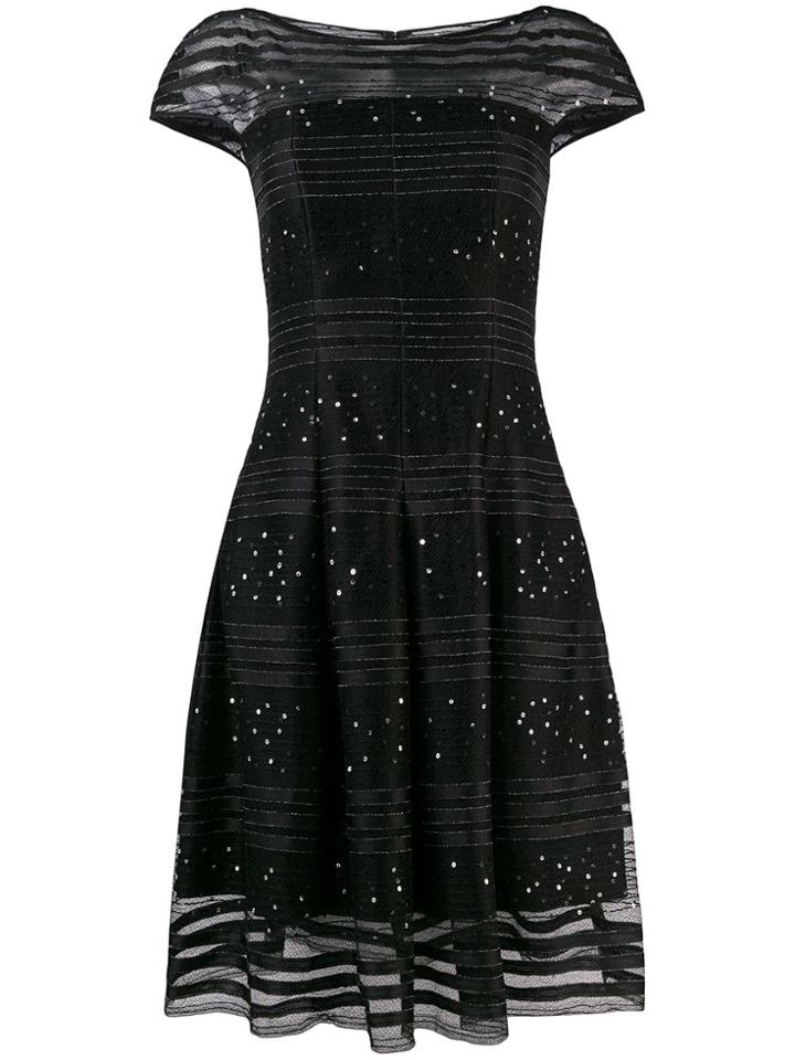 Talbot Runhof Sequined Lace Flared Dress - Black