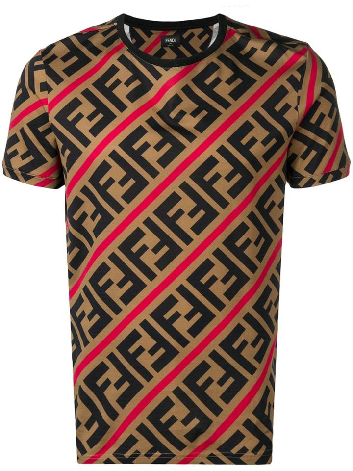 Fendi Printed Ff Logo T-shirt - Brown