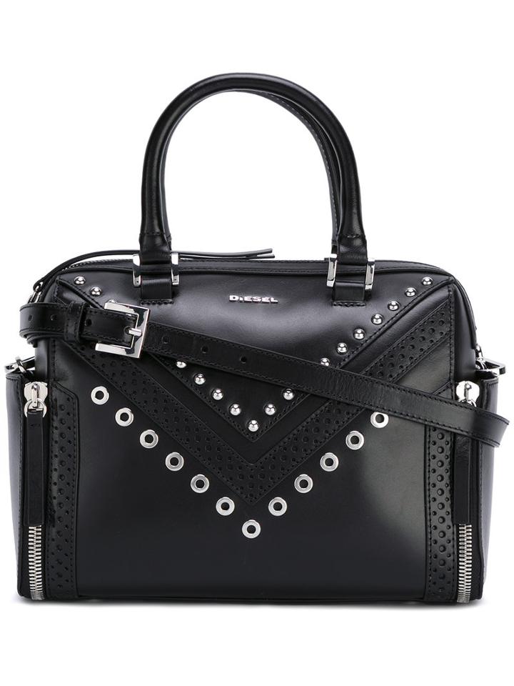 Diesel Studded Shoulder Bag, Women's, Black, Calf Leather