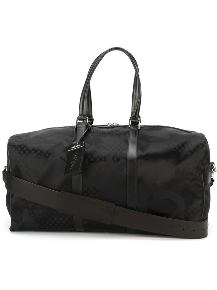 Neil Barrett Printed Holdall, Black, Calf Leather/nylon