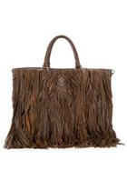 Prada Vintage 2000's Fringed Tote Bag - Brown