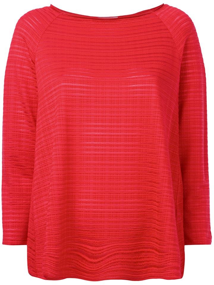 Armani Collezioni - Sheer Striped Jumper - Women - Spandex/elastane/viscose - 44, Women's, Red, Spandex/elastane/viscose