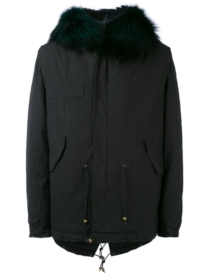 Mr & Mrs Italy Patched Short Parka - Black
