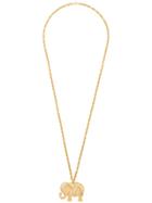 Kenneth Jay Lane 1990s Elephant Pendant Necklace - Gold