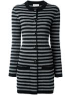 Sonia Rykiel Striped Long Cardigan, Women's, Size: Large, Black, Cashmere/virgin Wool