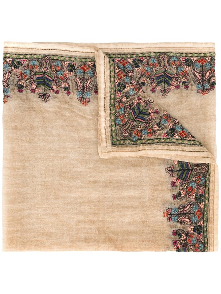 Faliero Sarti Embroidered Scarf, Women's, Nude/neutrals, Polyester/wool/viscose
