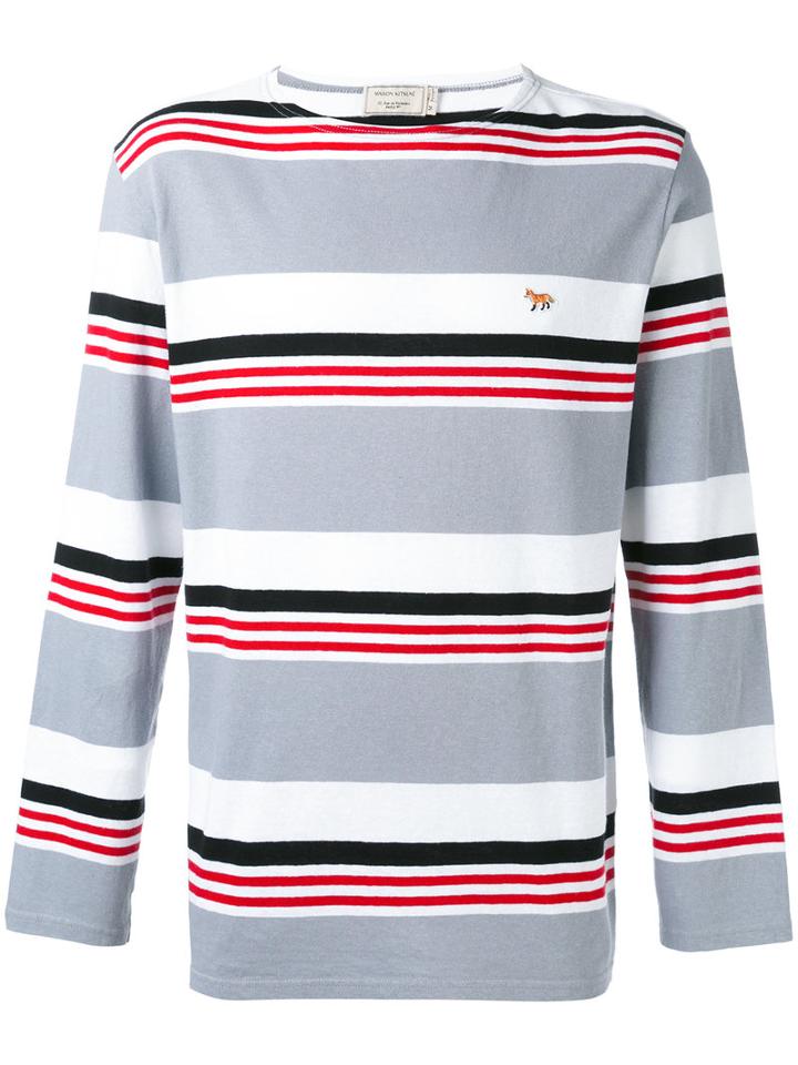 Maison Kitsuné - 'marin' Long Sleeve T-shirt - Men - Cotton/linen/flax - M, Grey, Cotton/linen/flax