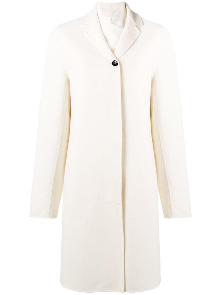 Jil Sander Concealed Front Coat - White