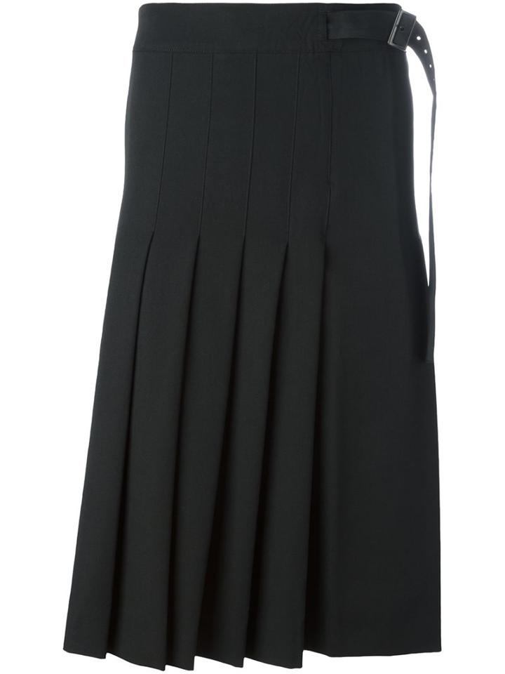Yohji Yamamoto Pleated A-line Skirt, Men's, Size: 3, Black, Wool