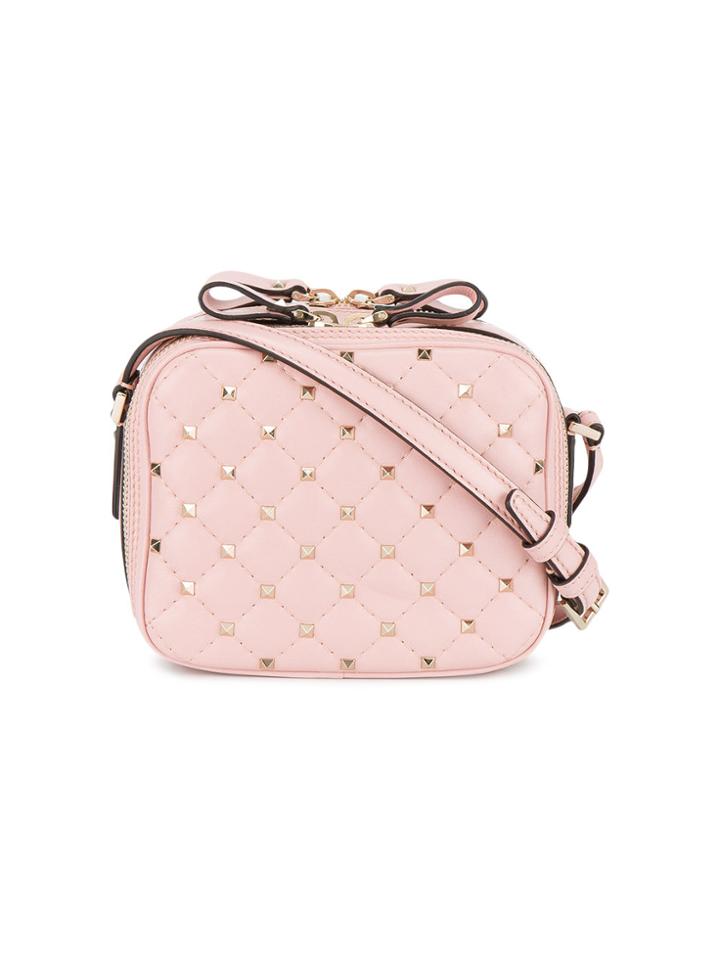 Valentino Pink Leather Rockstud Spike Cross Body Bag - Pink & Purple
