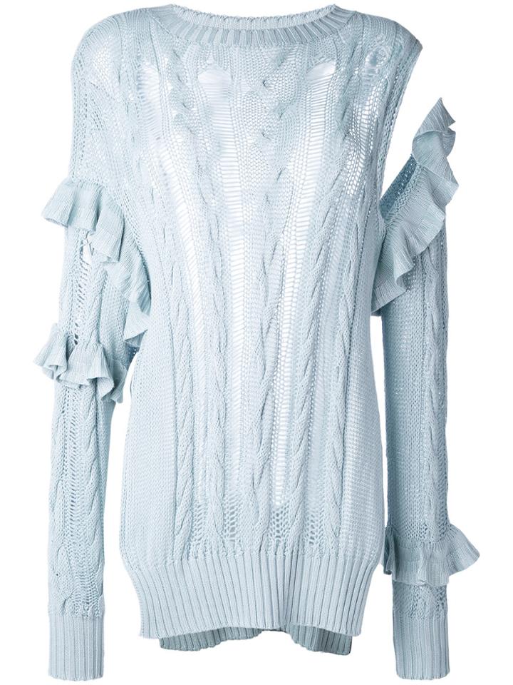 Magda Butrym Distressed Ruffle Jumper - Blue