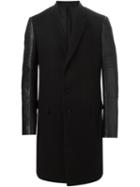 Givenchy Biker Sleeves Overcoat, Men's, Size: 52, Black, Leather/wool/cupro