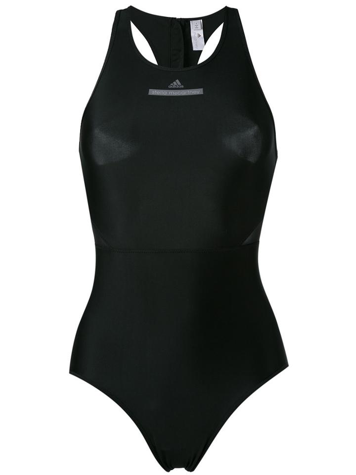 Adidas By Stella Mccartney Logo Print Swimsuit, Women's, Size: Small, Black, Spandex/elastane/polyester