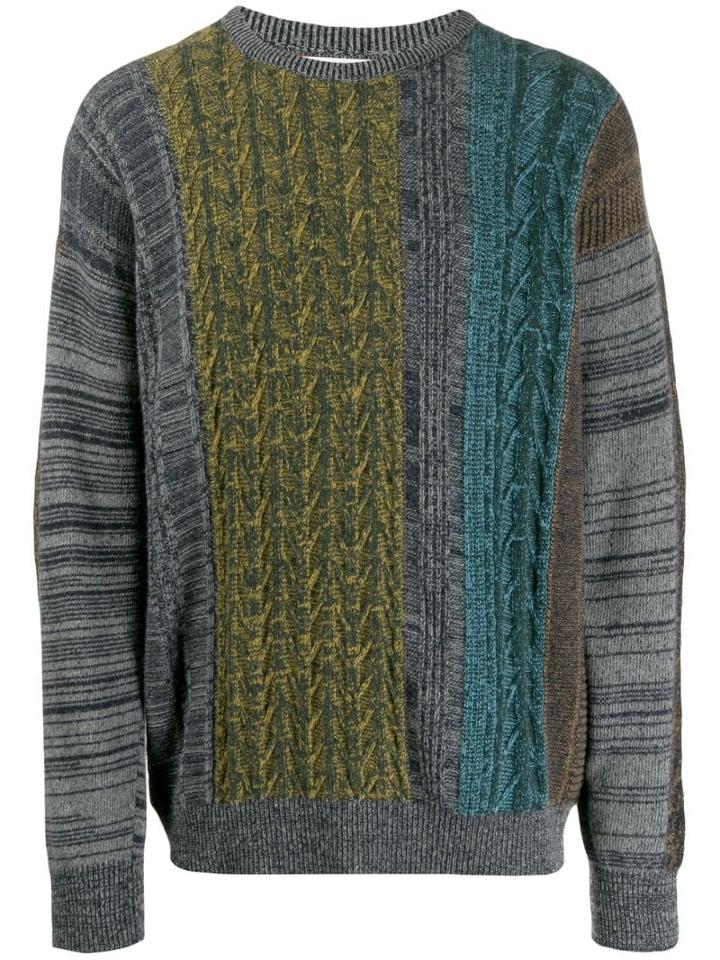 Pringle Of Scotland Patchwork Cable Knit Sweater - Grey