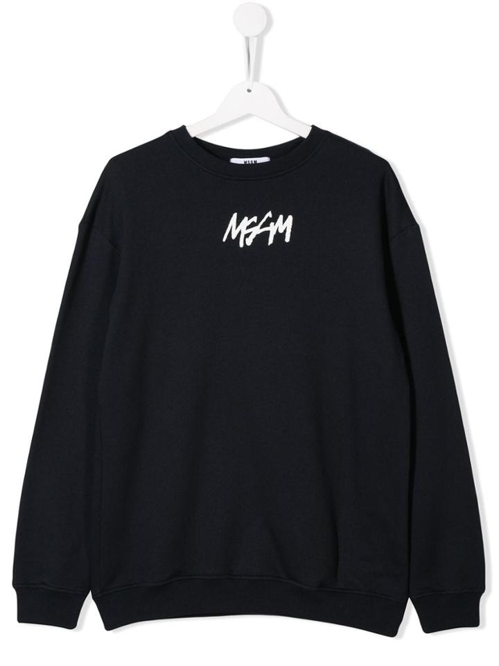 Msgm Kids Contrast Logo Sweatshirt - Blue