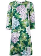 Dolce & Gabbana - Hydrangea Print Shift Dress - Women - Silk/spandex/elastane - 44, Green, Silk/spandex/elastane