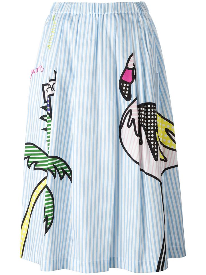 Mira Mikati Mixed Print A-line Skirt, Women's, Size: 38, Blue, Cotton/spandex/elastane