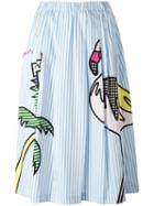 Mira Mikati Mixed Print A-line Skirt, Women's, Size: 38, Blue, Cotton/spandex/elastane