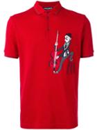 Dolce & Gabbana Musician Patch Polo Shirt, Men's, Size: 48, Red, Cotton/polyester/virgin Wool