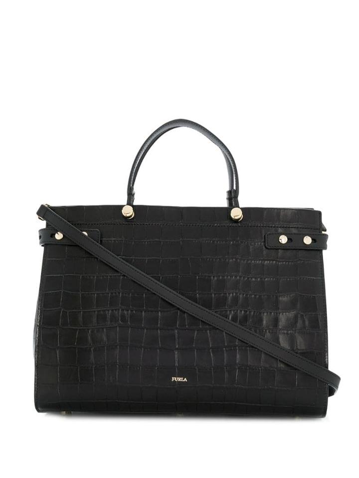 Furla Lady M Croc-effect Bag - Black