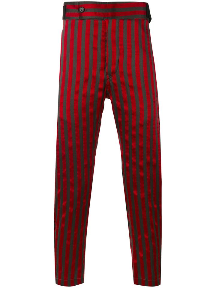 Ann Demeulemeester - Striped Tapered Trousers - Men - Silk/cotton/polyester - M, Red, Silk/cotton/polyester