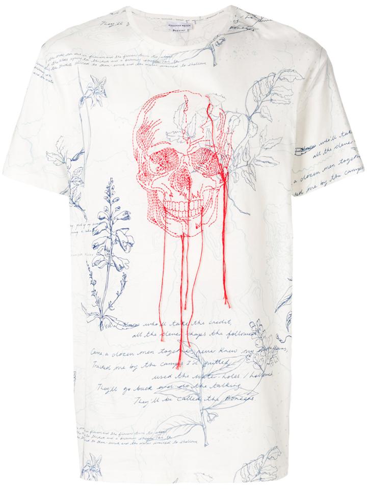 Alexander Mcqueen Embroidered Skull T-shirt - White