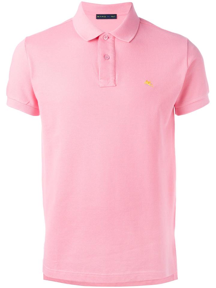 Etro Logo Embroidery Polo Shirt, Men's, Size: Medium, Pink/purple, Cotton