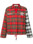 Off-white Plaid Pattern Sport Jacket, Men's, Size: Small, Red, Cotton