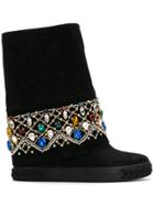 Casadei Crystal-embellished Chaucer Boots - Black
