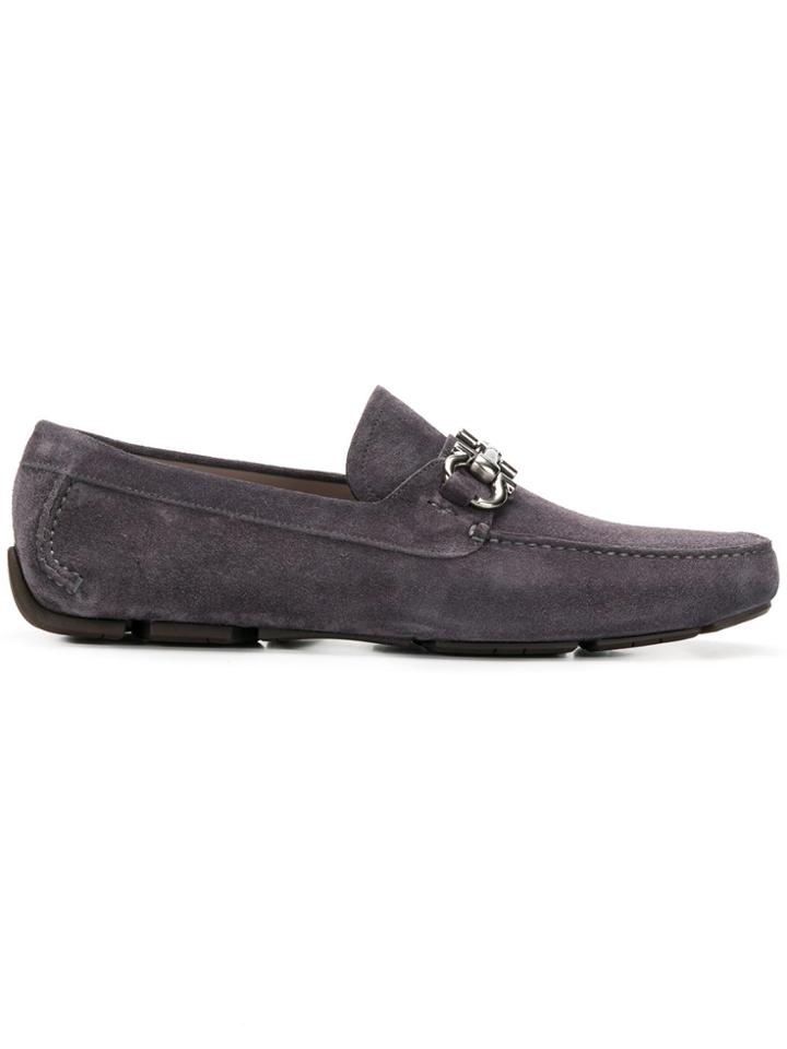 Salvatore Ferragamo Gancini Bit Driver Loafers - Grey