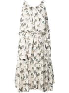 Carven Rooster Print Shift Dress - Pink & Purple