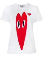 Comme Des Garçons Play Stretch Logo Print T-shirt, Women's, Size: Small, White, Cotton
