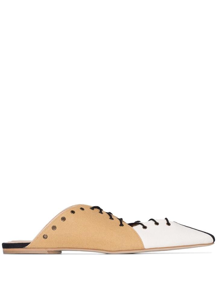 Rosie Assoulin Contrast Stripe Laced Mules - Neutrals