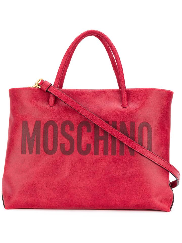 Moschino Embossed Logo Tote Bag - Red