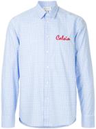 Ck Calvin Klein Logo Embroidered Gingham Shirt - Blue