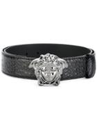 Versace - Crocodile-effect Medusa Palazzo Belt - Men - Calf Leather - 85, Black, Calf Leather