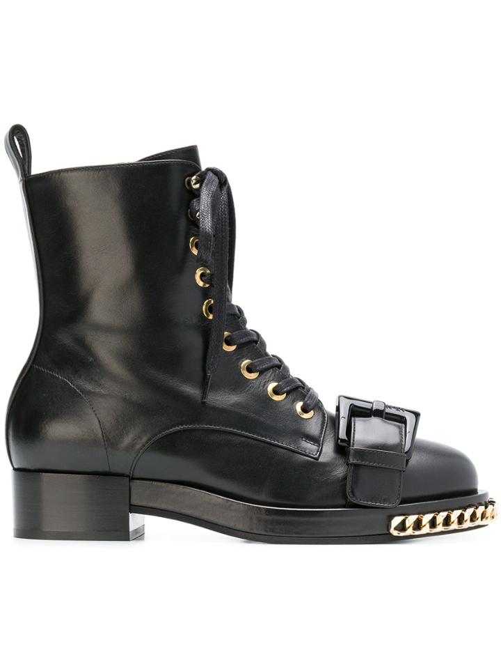 No21 Chain Trimmed Boots - Black