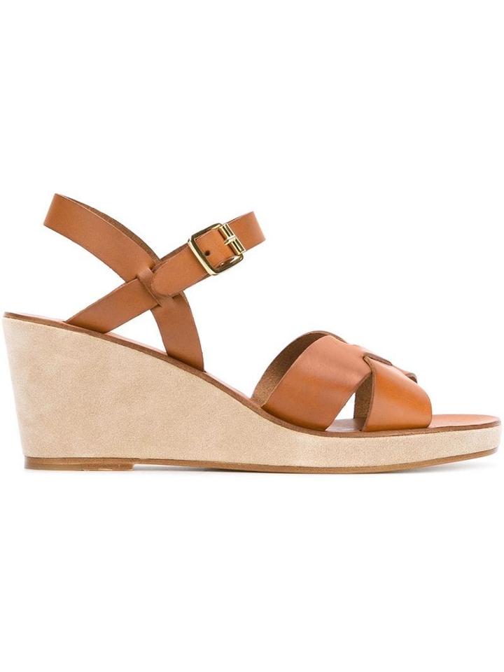 A.p.c. Crossover Strap Wedge Sandals - Neutrals