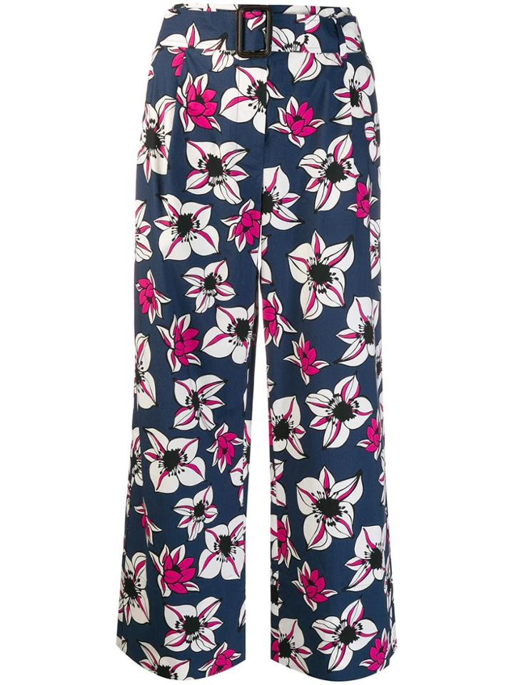 's Max Mara Floral Print Cropped Trousers - Blue