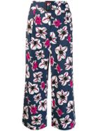 's Max Mara Floral Print Cropped Trousers - Blue