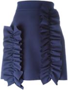 Msgm Ruffle Detail Skirt, Women's, Size: 40, Blue, Polyester/spandex/elastane/viscose