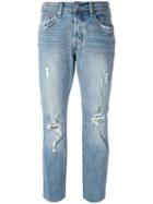 Levi's Distressed Cropped Jeans, Women's, Size: 28, Blue, Cotton/spandex/elastane